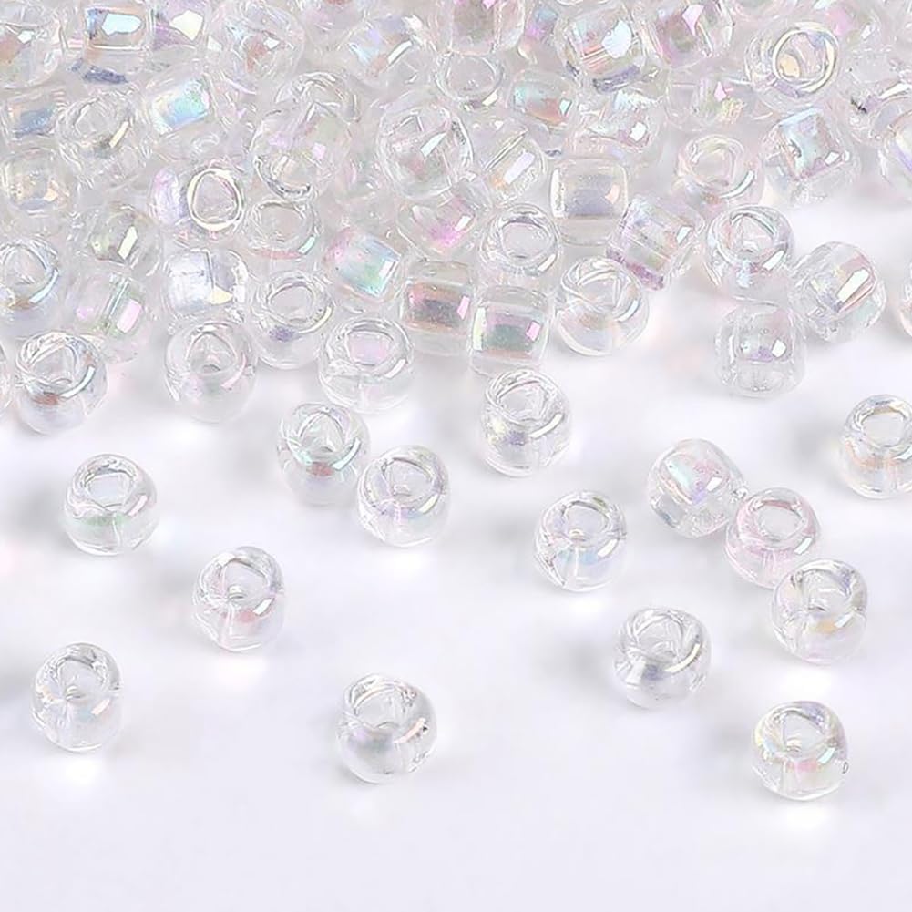 50g 4mm Clear Pony Beads Small Perforated Beads Mini Glass Beads Decorative Craft Beads Jewelry Seed Beads Hair Braid Beads for DIY Bracelet Multicolored - Image 2