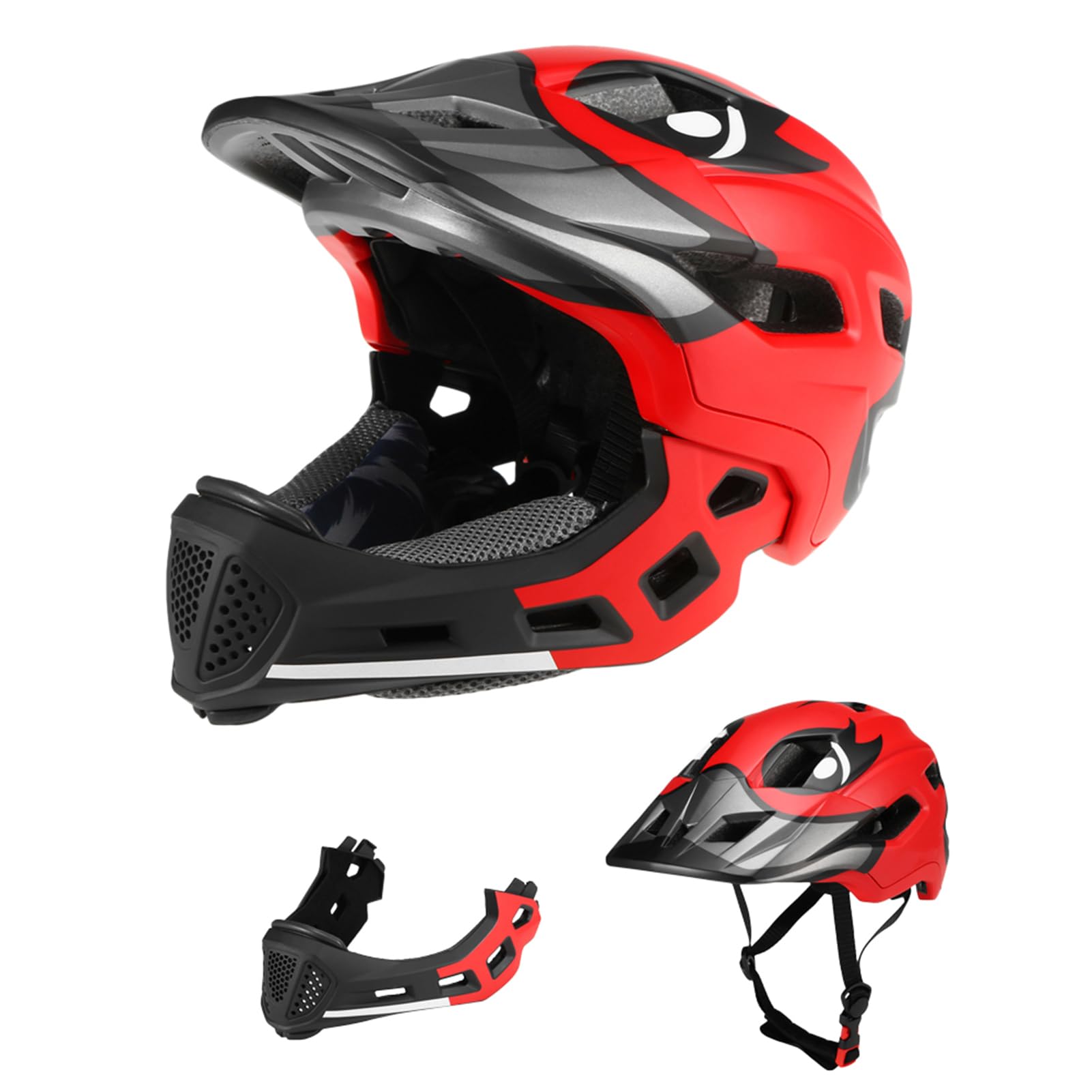 Kavolet Kinderhelm Integriert Fahrradhelm Kinder Abnehmbarer Kinnschutz Integralhelm für Kinder, Vollgesichtshelm MTB BMX Helm, Sport-Sicherheitshelm für Fahrrad, Skateboard, Rollschuhlaufen