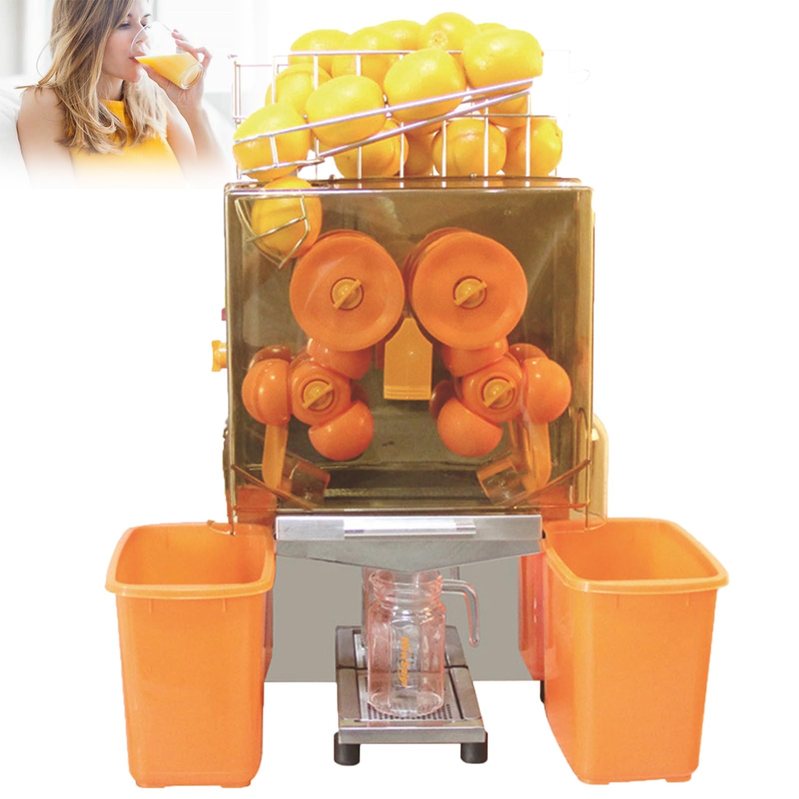 Estrattore di Succo Elettrico Commerciale per Frutta Fresca, Estrattore di Succo Ad Alta velocità, Spreme 40 Frutti al Minuto, Ideale per Arance E Altro, Non Richiede Sbucciatura.