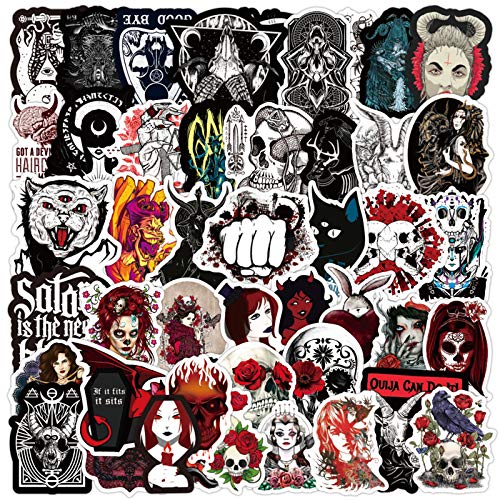 Gothic Stickers, Cool Sticker, 100 Pack Stickers for Hydroflasks Water Bottles Laptop Guitar Computer Phone Travel Case, Trendy Stickers for Teens Kids Girls Boys (Dark Red)