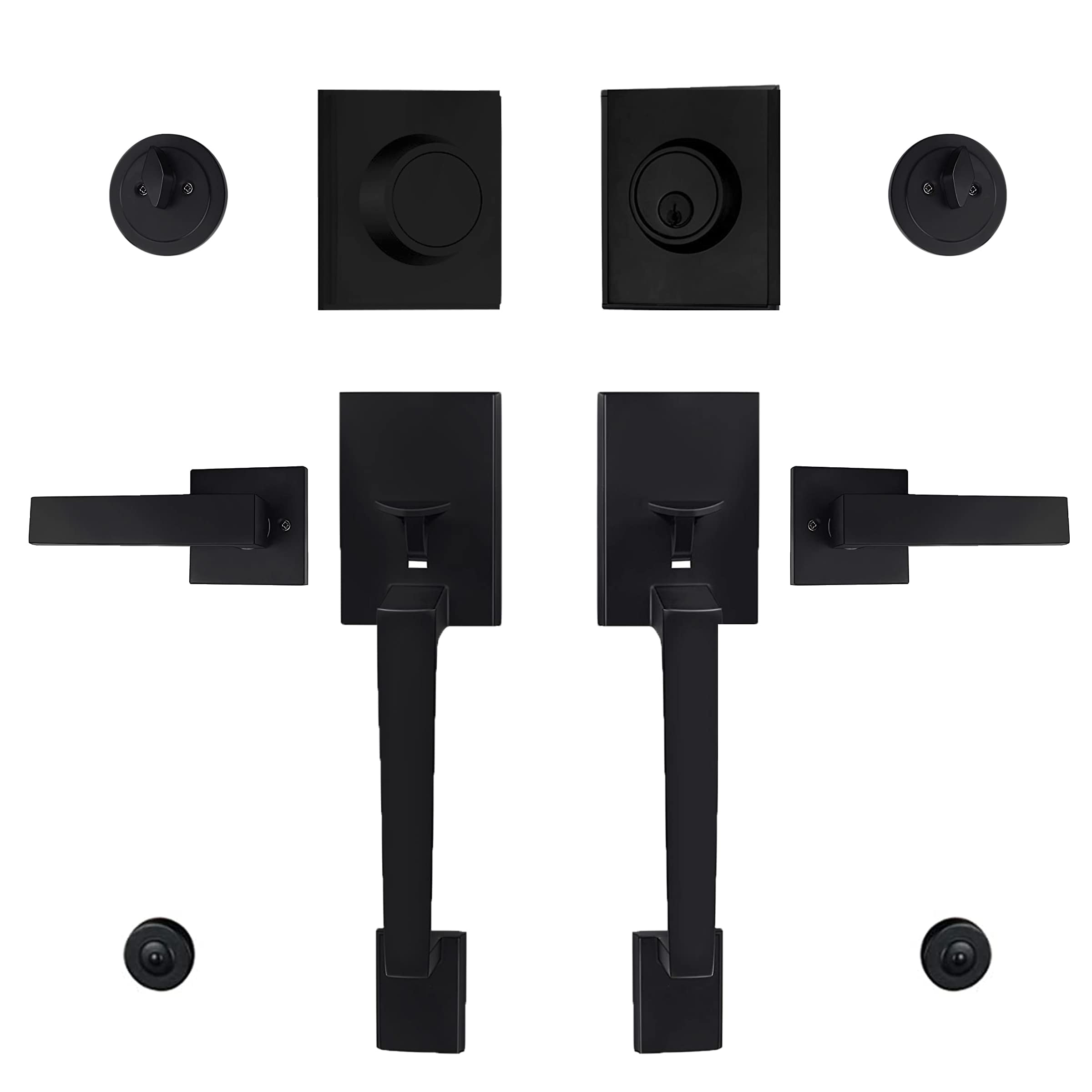 Buy Virego Double Door Handle Set, Matte Black Heavy Duty Front Door