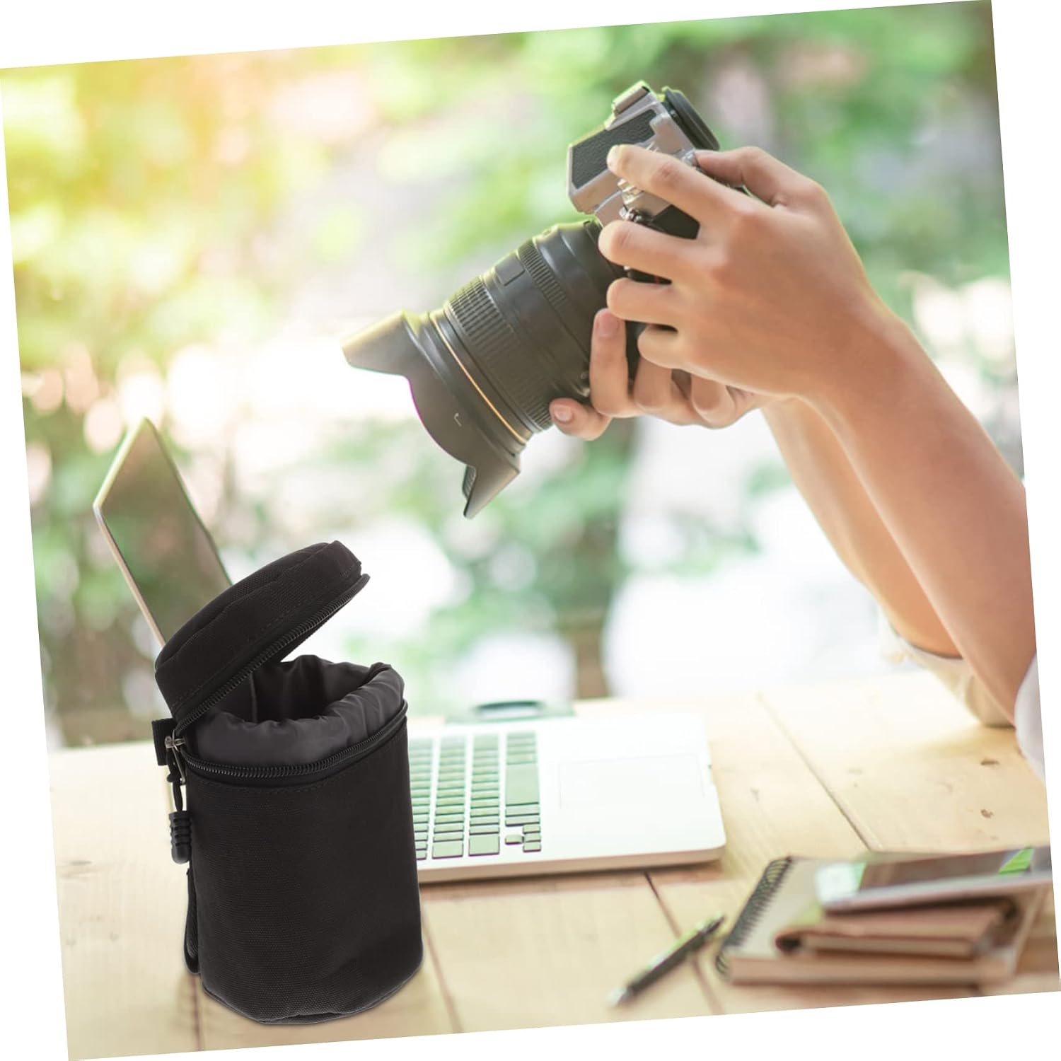 Hemobllo 2pcs Camera Lens Bag Dslr Camera Accessories Camera Lens Case Camera Protector Cover Nylon Lens Case Dslr Camera Supplies Portable Lens Case Profession Container 210d Fiber Cloth