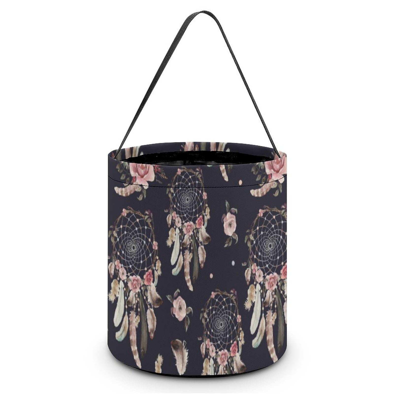 Watercolor Ethnic Boho Floral Pattern Cute Easter Basket Bags Eggs Bucket Candy Tote Decorations Gifts Party Storage Bag