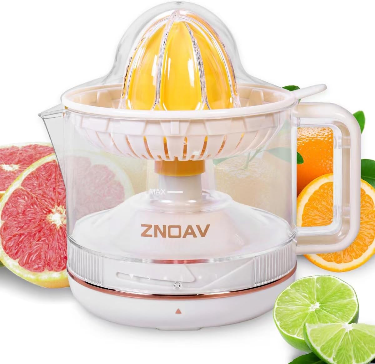 Electric Citrus Juicer, ZNOOAV Volume Pulp Control Citrus Juicer Extractor BPA-Free Easy Clean Compact Juicer for Oranges, Lemons, Limes (orange)