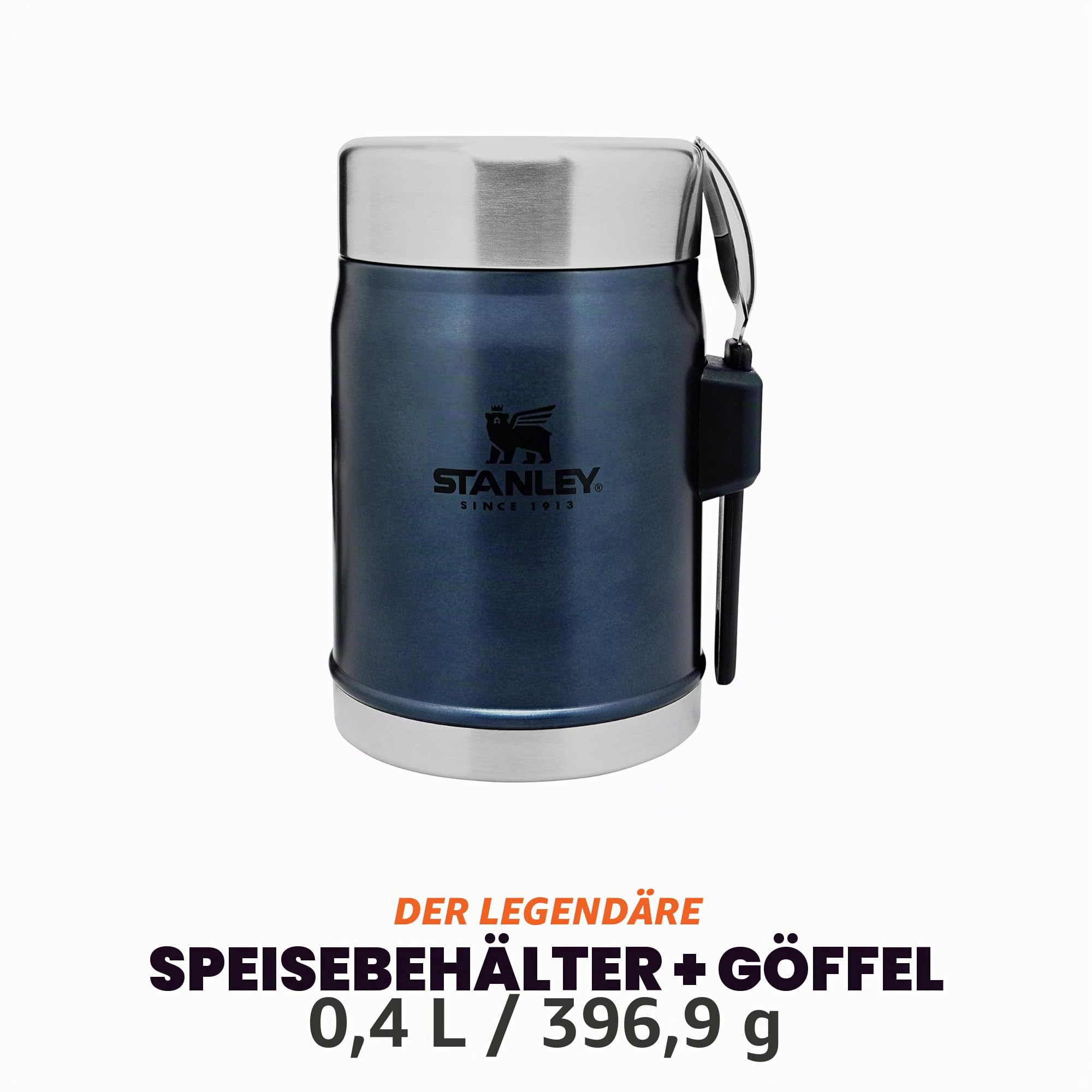 STANLEY 1913 Classic Legendary Food Jar mit Spork 400 ml - Nightfall | Hält 7 Std. heiß oder kalt - Auslaufsicher - BPA-frei - Breite Öffnung