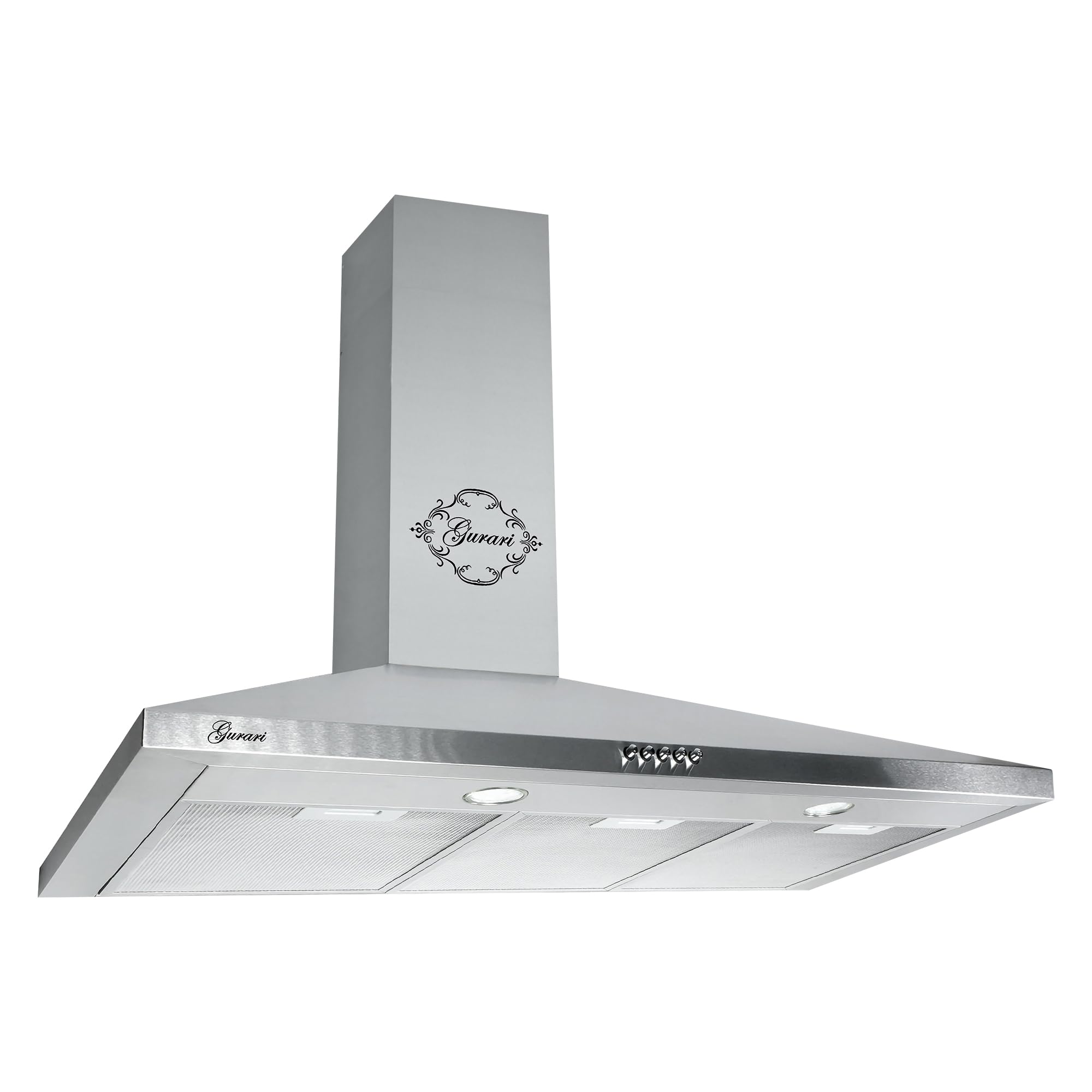Gurari Hotte murale 90 cm inox GCH C 147 IS 90 • Hotte aspirante Hotte de Cuisine • 1000 m³/h • Éclairage LED • Évacuation extérieure & recyclage • 3 vitesses • Inox design