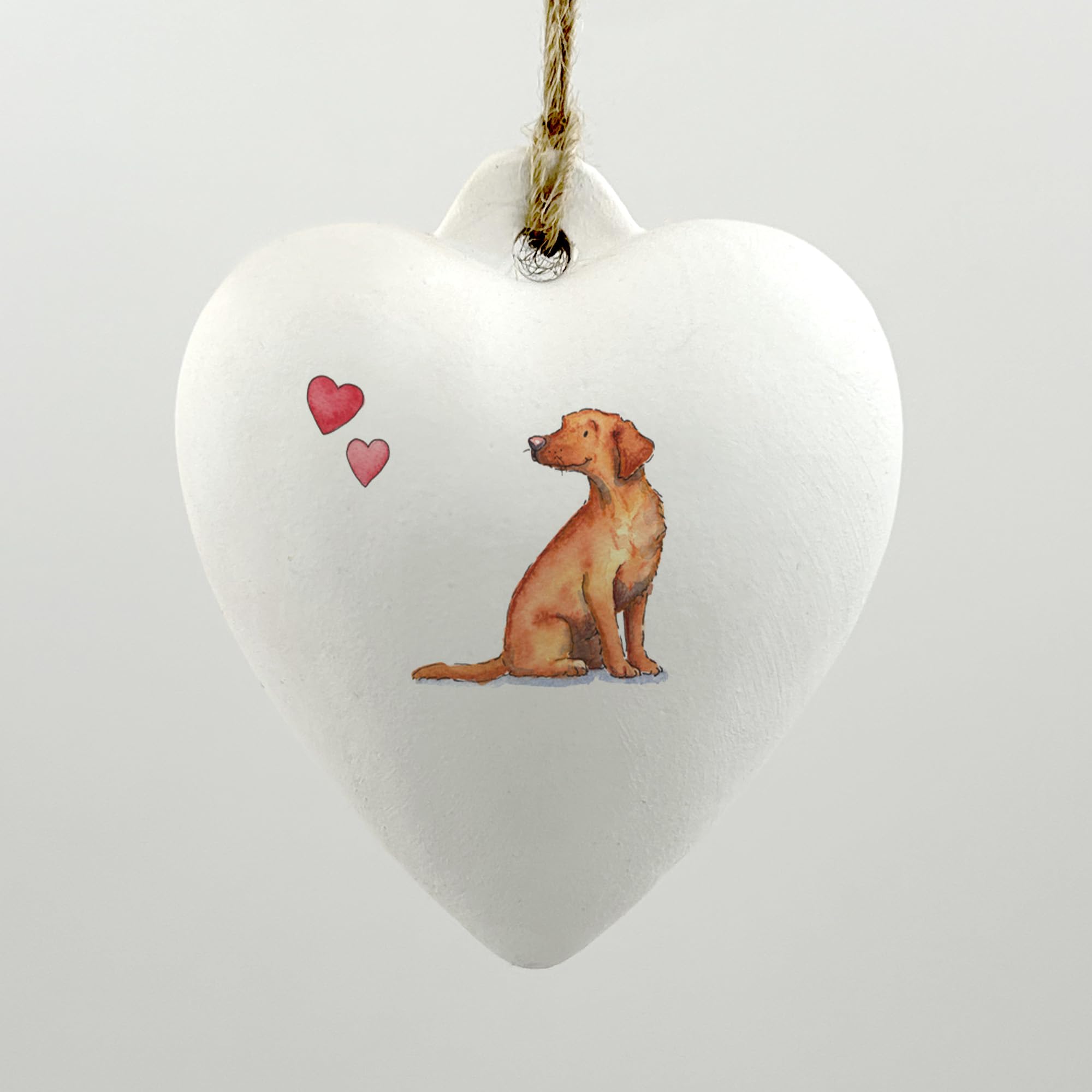 Image Industry Labrador Fox Red Ceramic Heart Bauble - Dog Lovers - Gift for the Home - Hanging Ornament