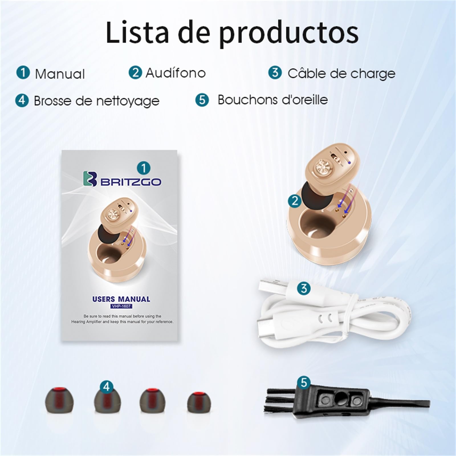 Britzgo Mini Dispositivo Recargable con Soporte de carga,Beige