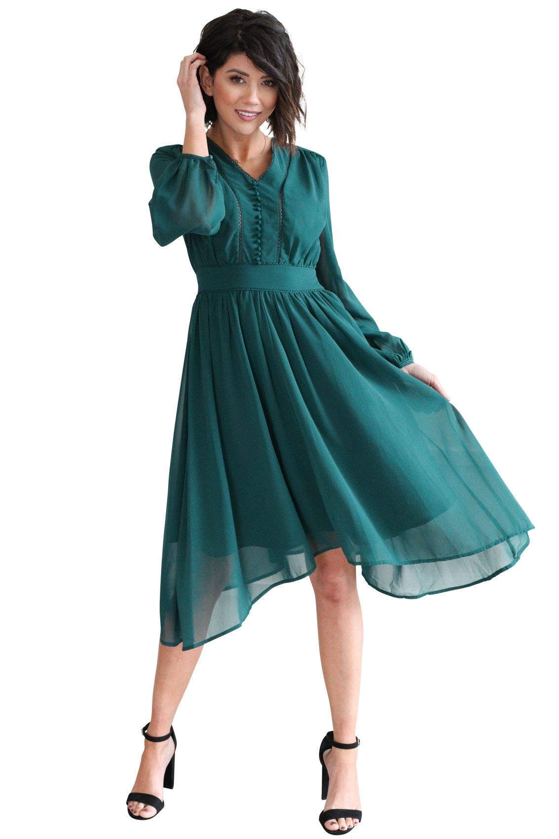 white christmas dresses Serena modest midi dress in cranberry plaid-final sale – JanieLanie main image 1