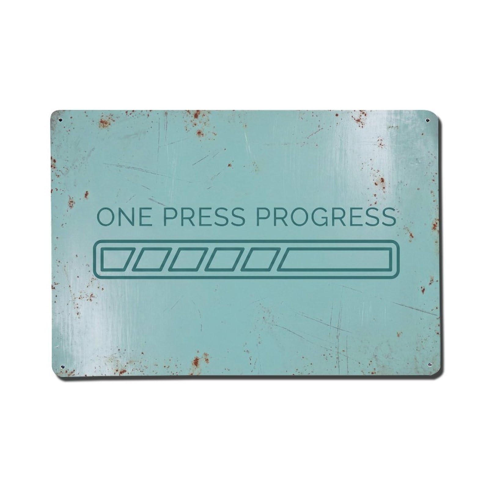 Olhnbad Style One Press Progress Toilet Humor Minimal Modern Metal Tin Sign