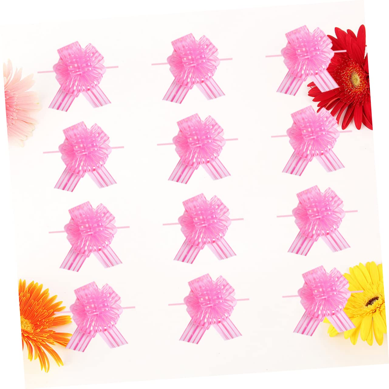 Beavorty 36 Stk Hochzeitsgeschenke Bögen Organza-Zugschleife Bögen als ribbon ripsband Weihnachtsbaumschleifen ziehen Sie Bögen für Hochzeitsschleifen Dekoration Rosa