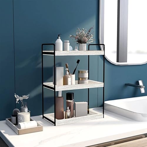 Miniatura 7 de Dorhors Organizador de encimera de baño de 3 niveles, estante de almacenamiento de baño, bandeja de mostrador y organizador de tocador (negro)