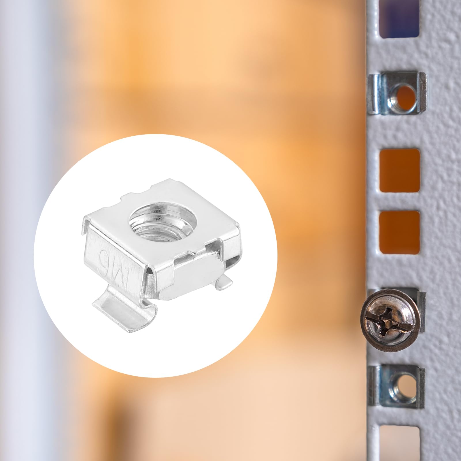 QUARKZMAN M6 x 1mm Dado a Gabbia, 50Pz Dadi a Gabbia Snap-In, Dado Metrico in Acciaio Carbonio Zincato per Armadio Rack Server, Argento