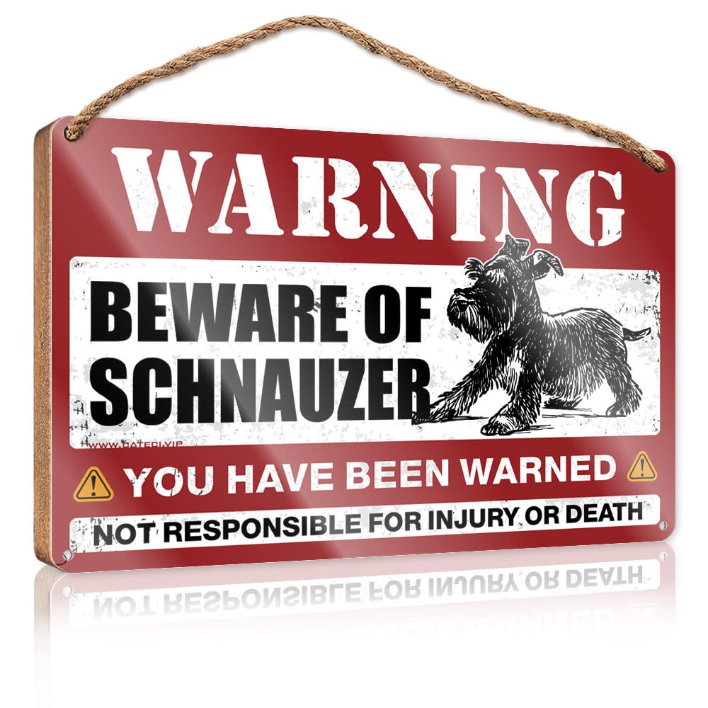 FZFN Front Porch Decor Farmhouse Beware Of Schnauzer Wooden Sign Our Home Signs For Home Decor Hanging Decor Outdoo(20X30CM)