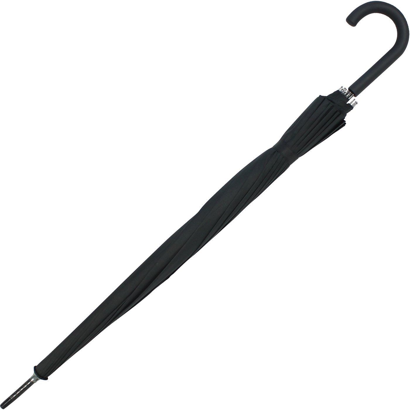 iX Brella Ombrello a bastone, 16 stecche, in full-fiber, con apertura automatica, super stabile, colore nero, nero (Nero) - 84001