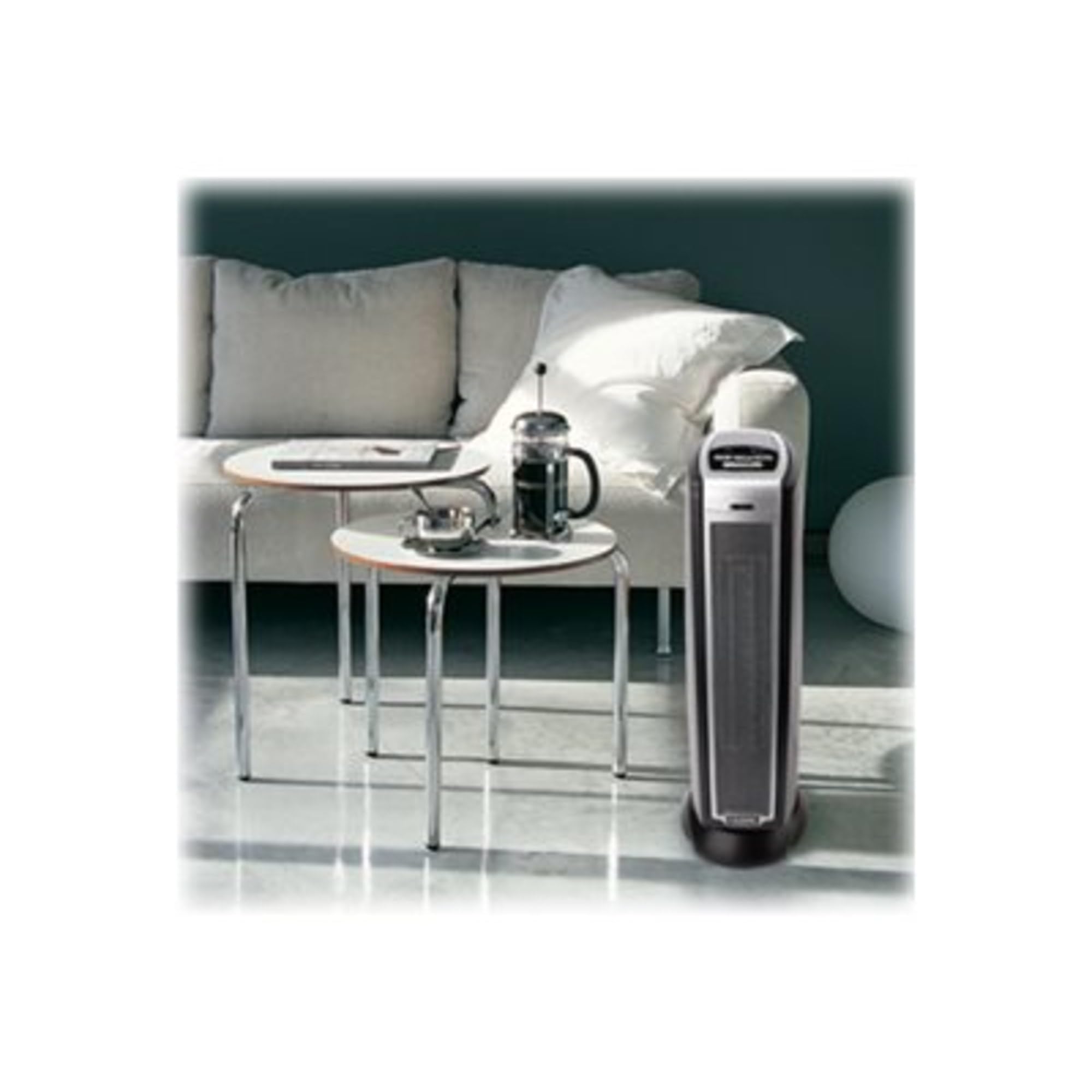 Lasko Portable Electric 1500 Watt Indoor Oscillating Tower Ceramic Space Heater with Adjustable Thermostat, Remote, and Timer, Silver