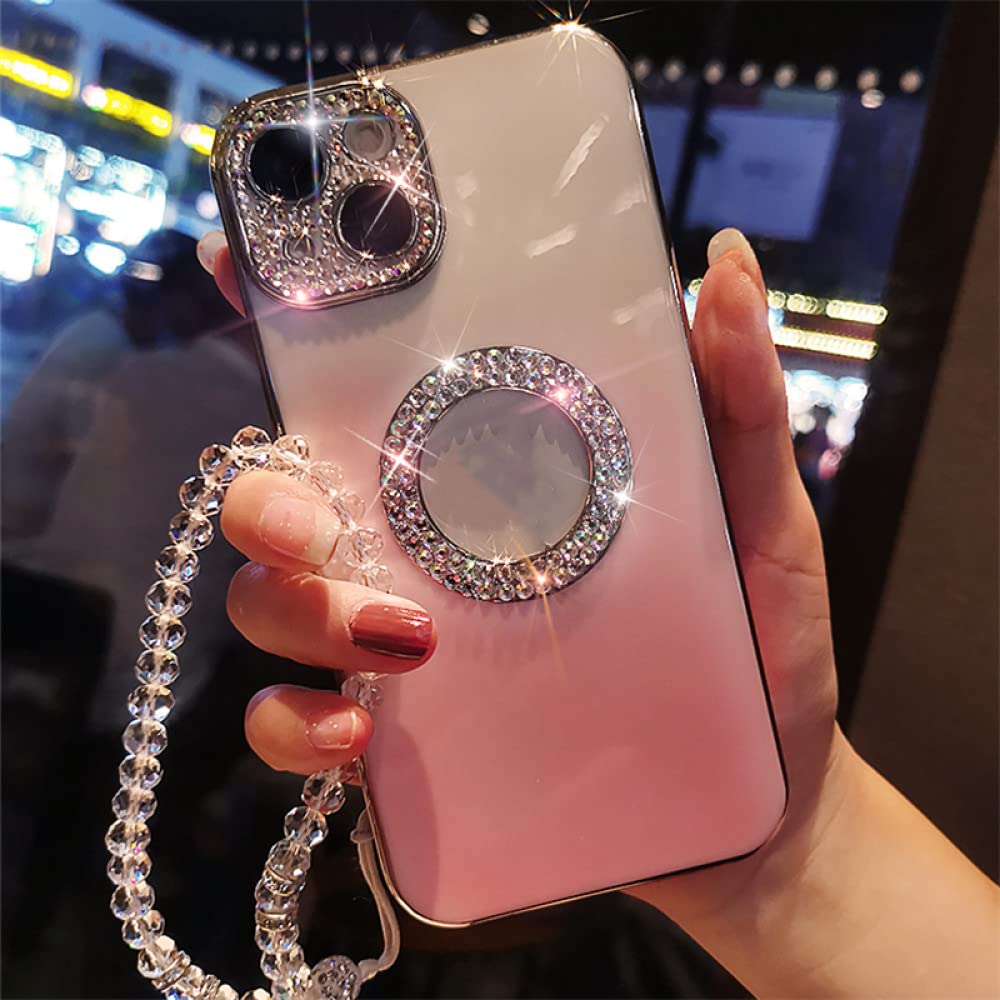 Housse de dragonne en cristal antichoc rose dégradé iPhone 12 ProMax