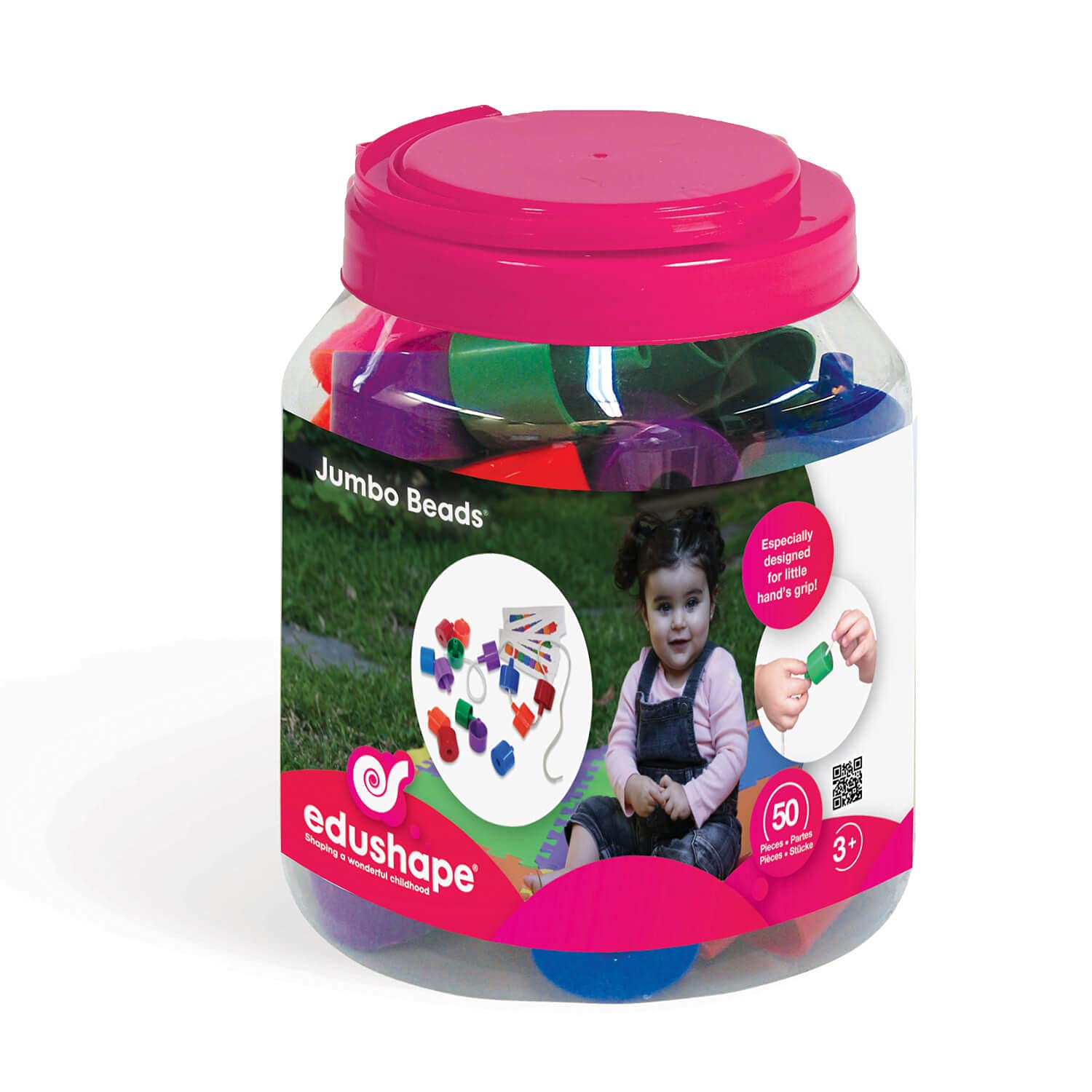 Edushape Ez-Grip Jumbo Beads, 58 Piece