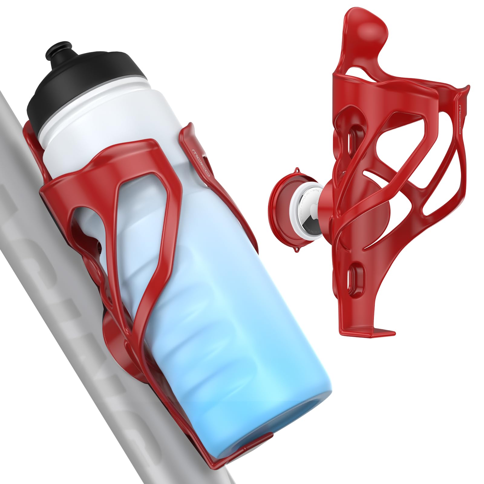 MoKo Bike Water Bottle Holder with Tracker Slot, For 6.5–7cm Bottles (Most 500ml PET & Slim), Durable PC Bicycle Bottle Cage for Road & MTB Bikes, Bike Cup Holder for Frame Mount, Tools Included