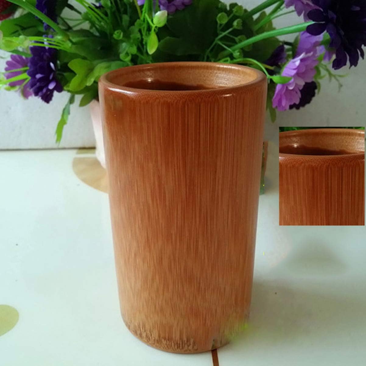 Yardwe Bamboo Chopstick Tube - Kitchen Utensil Holder for Chopsticks Forks & Spoons - Vintage Bamboo Storage Solution (5.9 X 3.1 Inch)