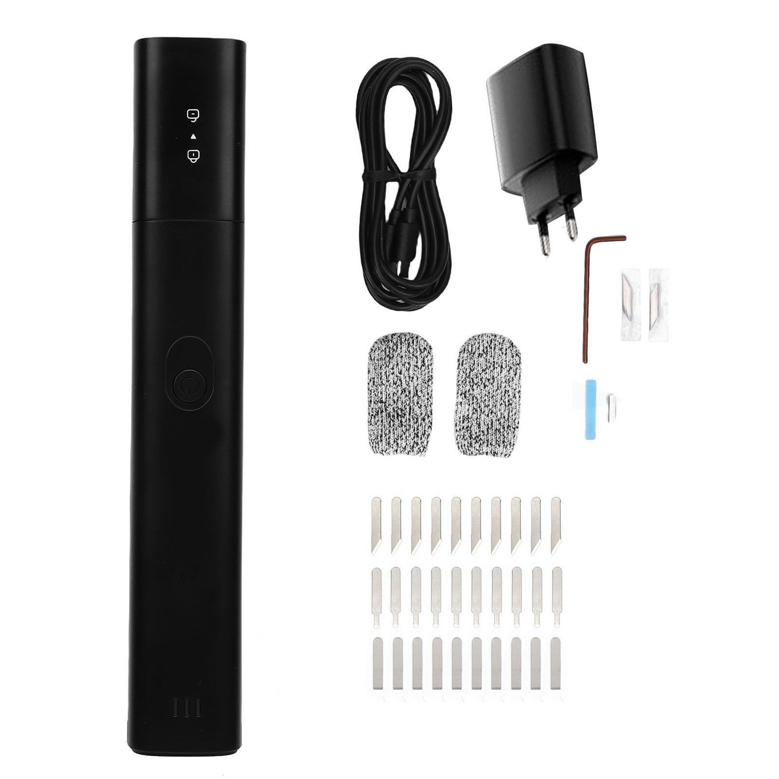 Cocoarm Ultraschallschneider, ABS-Hand-Ultraschallschneider 40 KHz mit 3 Stufen und Typ C, 40 Klingen für 3D-Druck, Kunststoffharz-Holzschneiden für Hersteller und Bastler (EU-Stecker)