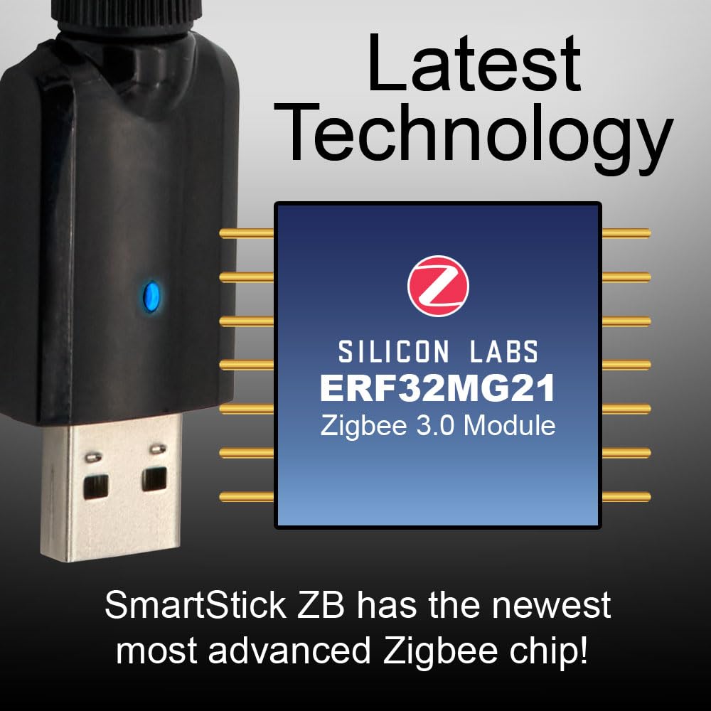 HomeSeer SmartStick ZB – Dongle USB longue portée Zigbee | Chipset ERF32MG21 | Compatible avec HomeSeer, Home Assistant, OpenHAB, Zigbee2MQTT