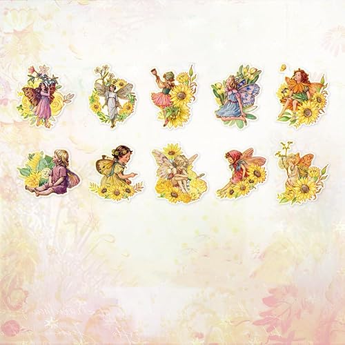 Pegatinas de PET para álbum de recortes, kit de hada de flores, papel estético, planificador de diario, suministros decorativos de 20 unidadespaquete