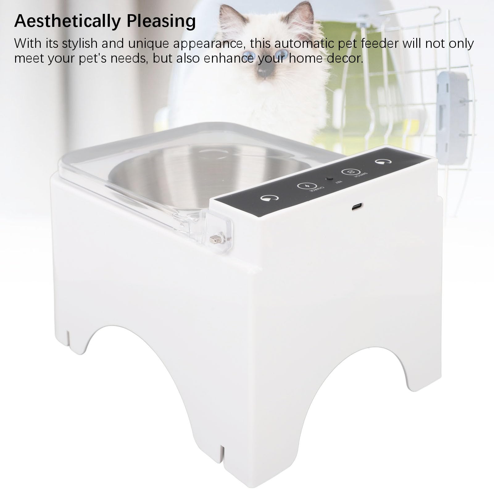 Generic Mangiatoia per Gatti con Rilevamento Automatico, Design Igienico Intelligente per la Casa, Ciotola per Alimentazione per Animali Domestici, 21 X 16 X 15 Cm (Tipo 1)
