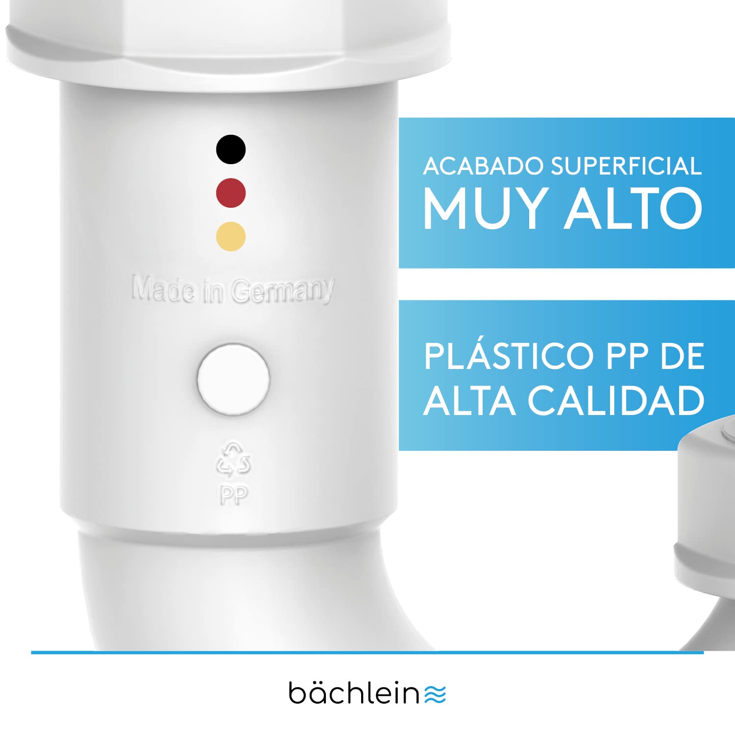 Bächlein G 1 1/4 Pulgadas Sifón de Ahorro de Espacio para el Baño - Sifón de Lavabo Plano de 32 mm - Sifón de Olores Baño - Made in Germany