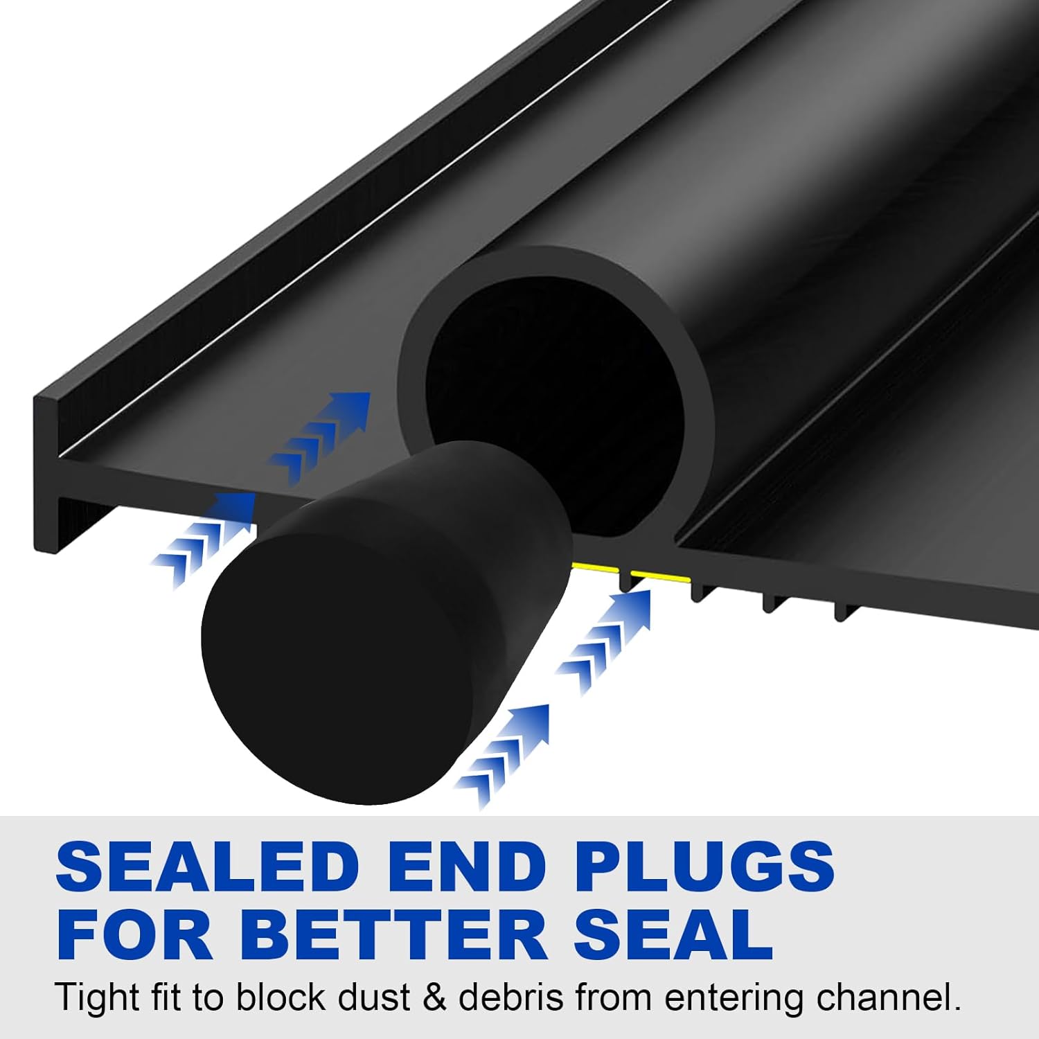 DGSL 10 FT Garage Door Seals Bottom Rubber Seal, Buffering Garage Door Weather Stripping Replacement Kit, 5/16'' T-End and 2 End Plugs, Universal U+O Weatherproofing Seal (Black)