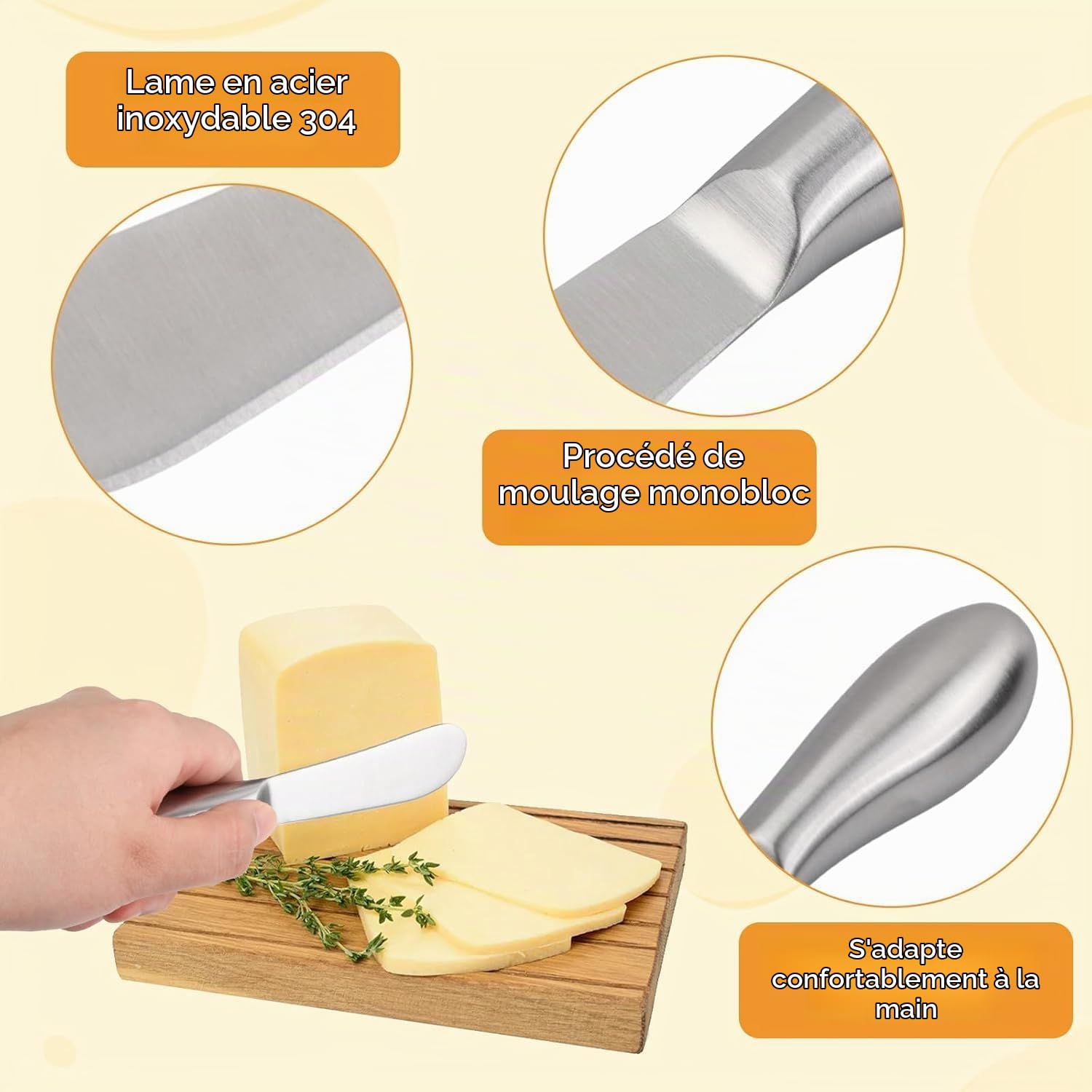 Linwnil Lot de 4 couteaux à fromage et à beurre, mini pinces de service, couteaux à beurre polyvalents en acier inoxydable