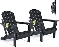 Vista 12 de Sillas Adirondack plegables – Silla Adirondack de plástico con soporte para tazas, sillas para exteriores resistentes a la intemperie