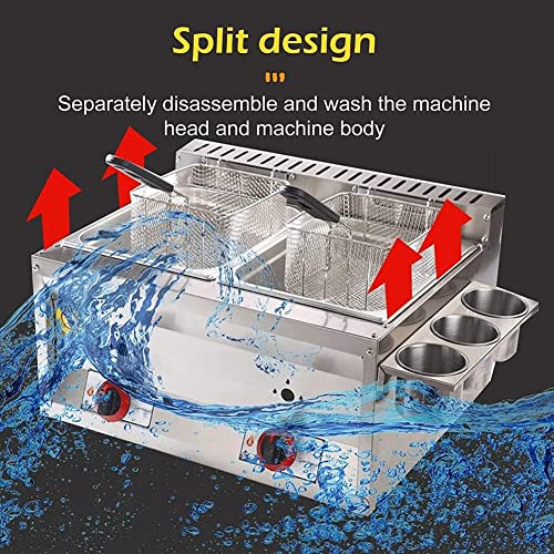 Professionelle professionelle Fritteuse, Gas-Fritteuse mit Gewürztrog und 2 Frittierkörben aus Edelstahl, einstellbare Feuerkraft für den Heimgebrauch, leicht zu reinigen (Größe: Doppelzylin – Bild 5