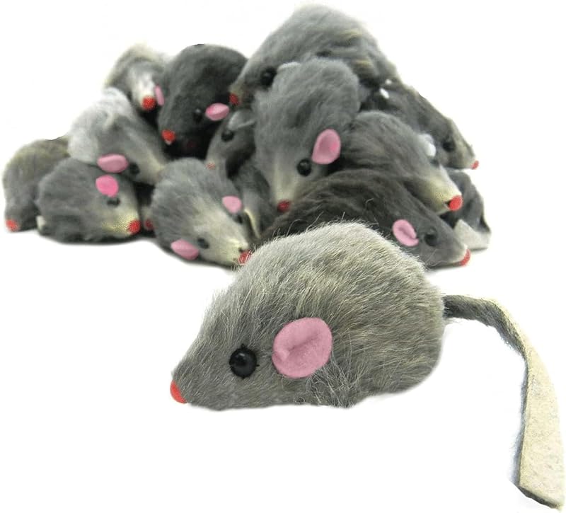 Brinquedo de Ratinho para Gatos com Pelo e Chocalho WaigN, Pacote com 5