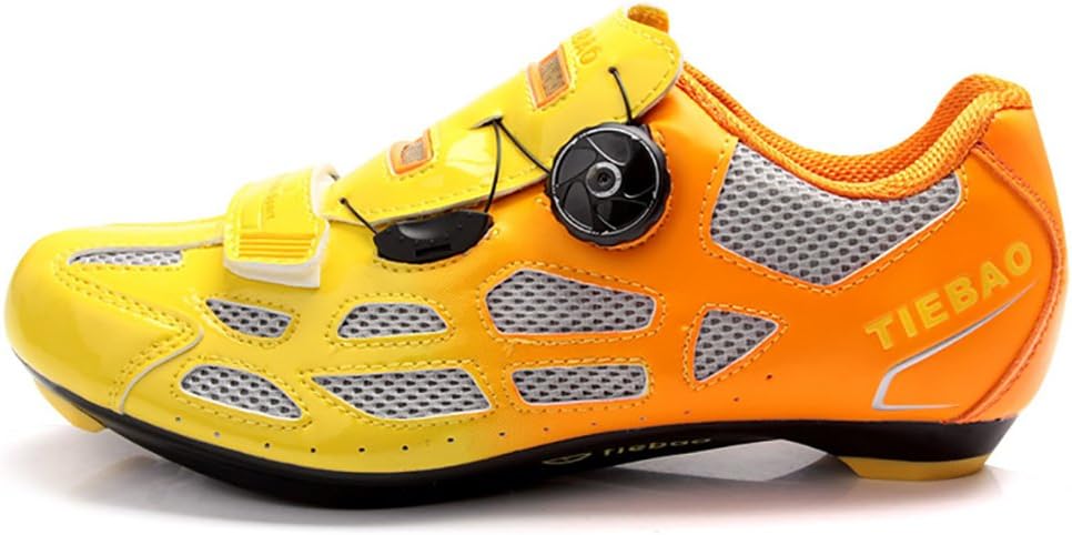 Weideng Unisex Professional Bicycle Cycling Shoes Breathable Men Women Road Bike Racing Shoes S3-Snap Tuning Knob Fastener Shoe Orange 39