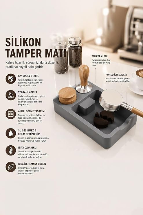 Kaymaz Silikon Kahve Mat istasyonu Tamper Tutucu Knock Box mt255