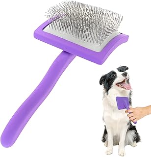 Xixiturtle Slicker Brush for Golden Doodle, Poodle, Labradoodle & More, Purple, Curly Hair Dog Grooming Brush, Effortlessl...