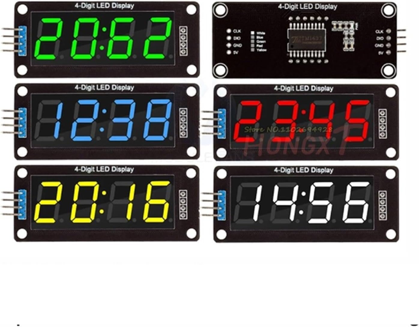 TM1637 LED Display Module for 4 Digit 7 Segment 0.56 inch Time Clock Indicator Tube Module Red Blue Green Yellow(RED)