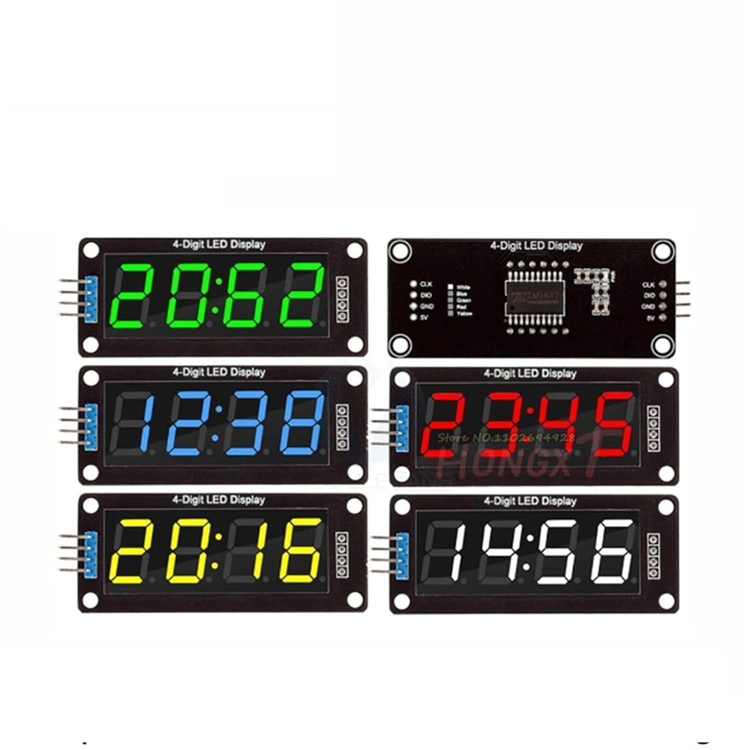 TM1637 LED Display Module for Arduino 4 Digit 7 Segment 0.56 inch Time Clock Indicator Tube Module Red Blue Green Yellow White(Yellow)
