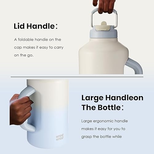 Miniatura 4 de BOTTLE BOTTLE Botella de agua aislada de 64 onzas con popote y tapa de doble uso, botella de agua deportiva de acero inoxidable con asa al vacío de