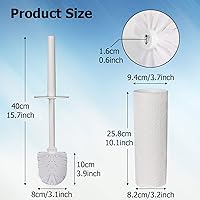 Vista 2 de Topsky Toilet Brush & Holder Set, 2 Pack Plastic Round Barrel Loo Brush with 2 Replacement Heads, Durable for Bathroom, White Blanco