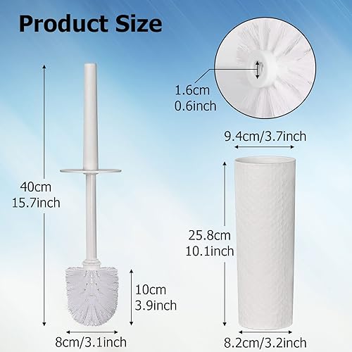 Miniatura 2 de Topsky Cepillo de inodoro, paquete de 2 escobillas de inodoro compacto y juego de soporte, cepillo de plástico redondo con 2 cabezales de cepillo de
