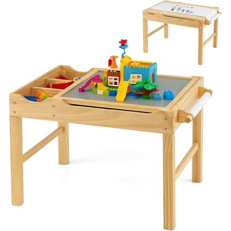 Sensory Bin Table HONEY JOY Kids Picnic Table With Umbrella, In