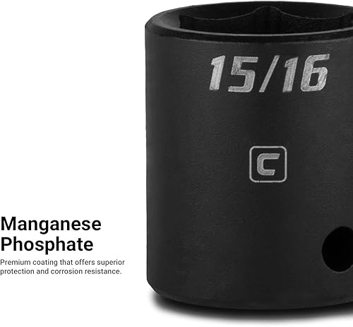 Miniatura 4 de Capri Tools Juego de dados de impacto poco profundo de 12 pulgada, 716 a 1-14 pulgadas, SAE, 14 piezas