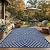 Garvee Striped 5x8 Outdoor Rug Waterproof Reversible Patio Mat, Portable Lightweight Plastic Straw Camping Rug for RV, Balcony, Backyard, Porch, Beach, Picnic, UV Protected & Easy Clean, Navy & White
