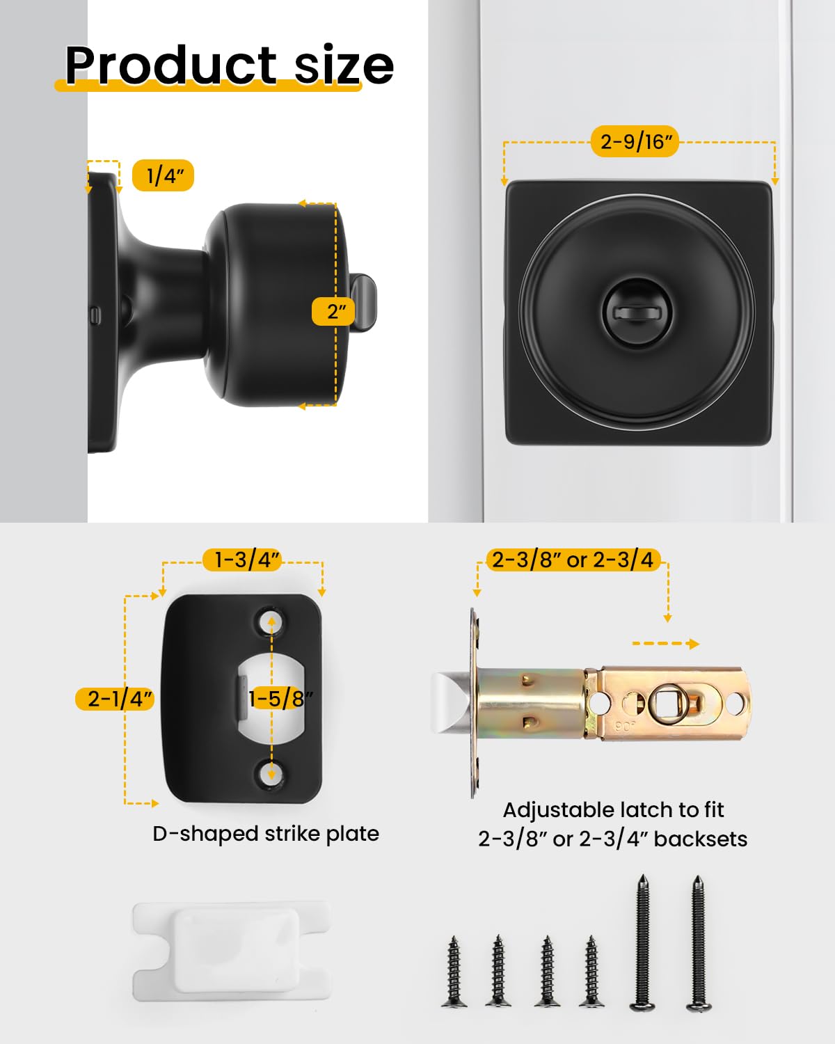 Goldenwarm Matte Black Door Knobs - 10 Pack -8