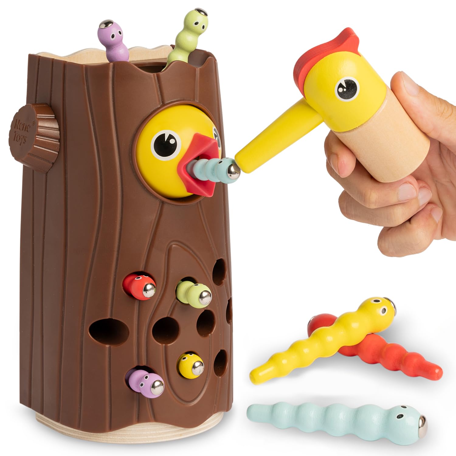 Nene Toys Picchio Piccolino – Giocattolo Educativo Magnetico per Bambini di 2+ Anni – Migliora Le Abilità Motorie Fini e Il Riconoscimento dei Colori – Gioco Bambini Bambine 2 3 Anni [Nuova Versione]