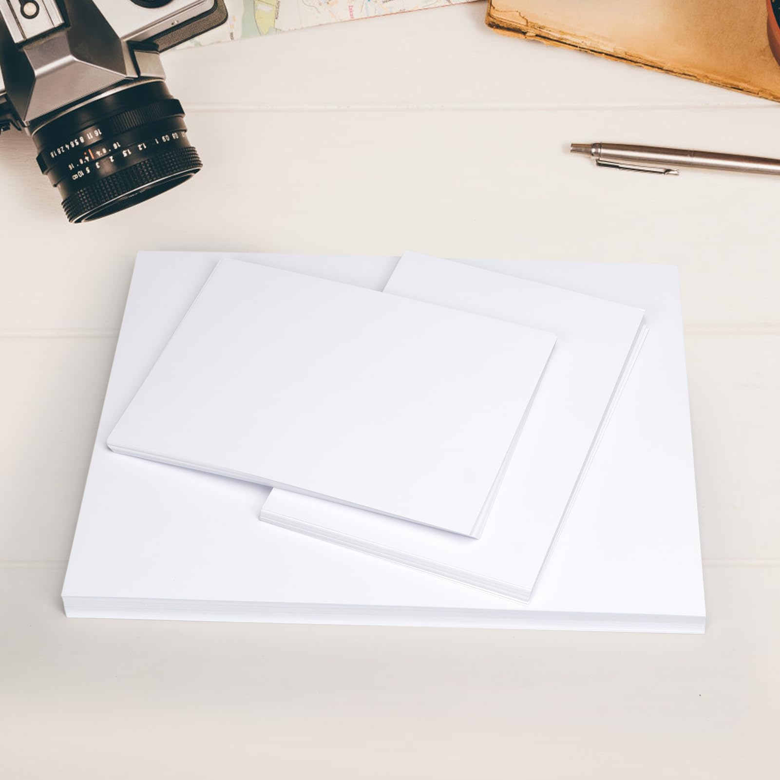 ZBEIVAN Papel fotográfico de 5 x 7, 8.5 x 11 pulgadas, papel fotográfico brillante, 100 hojas, papel de 200 g/m² para impresora (50 hojas de cada tamaño de 5 x 7, 8.5 x 11)