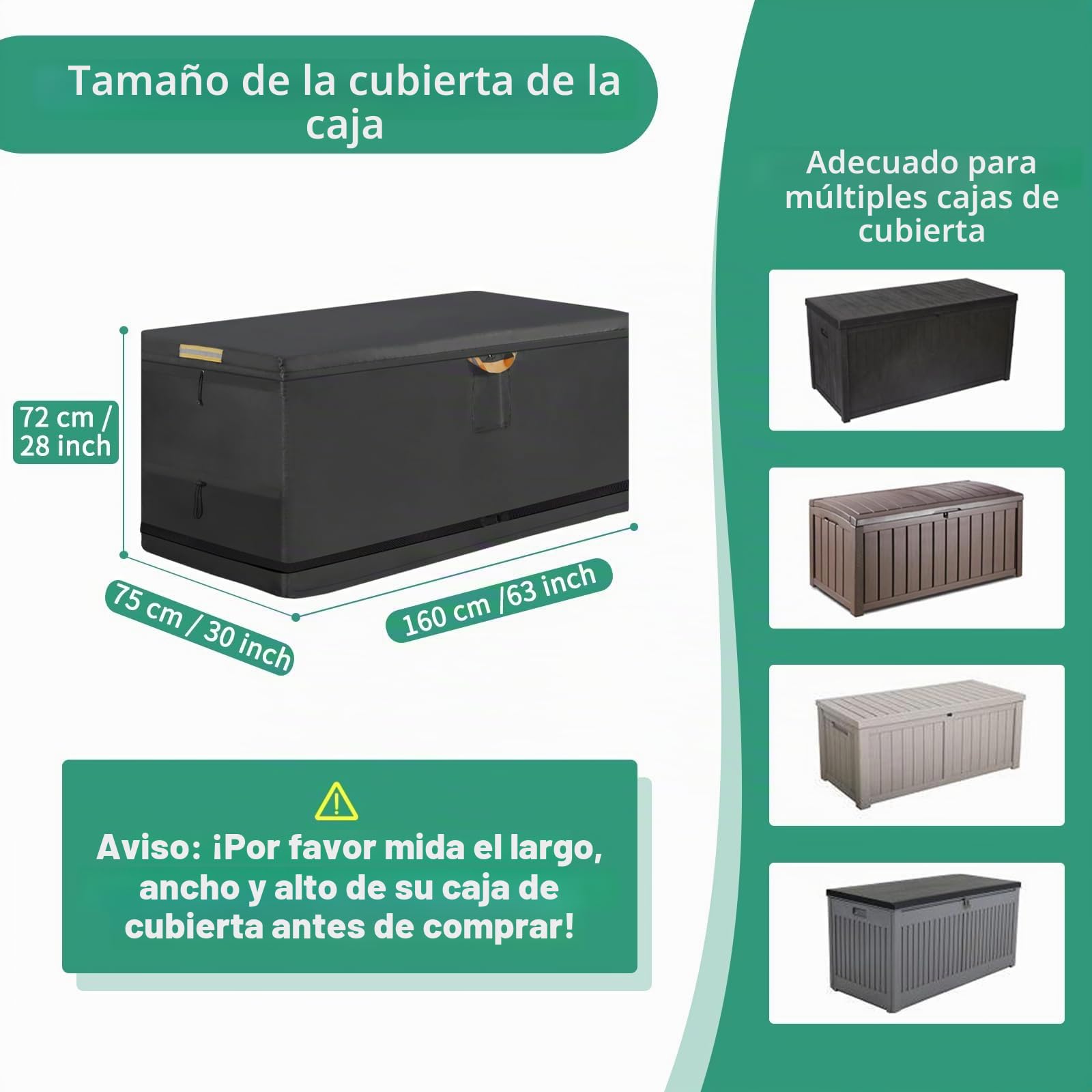 Funda para maletero de jardín con cremallera impermeable, funda para maletero de almacenamiento exterior 600D Oxford con 3 tiras reflectantes 5.2m de correa con hebilla cortavientos (160x 75x 70cm)