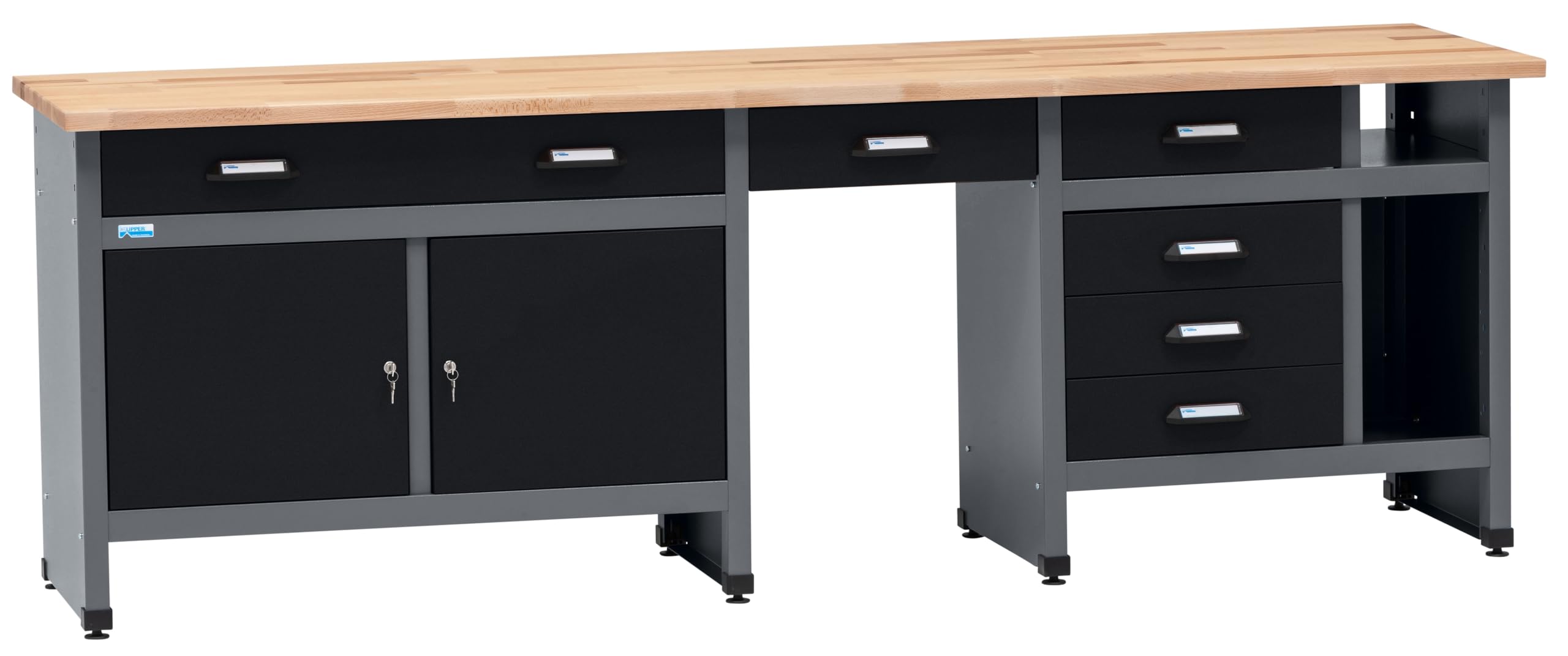 Küpper Werkbank 12289 - 240x84x60 cm - Massive Buchen-Arbeitsplatte 30 mm, Traglast 300 kg